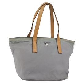 PRADA Borsa a mano in nylon grigio argento Auth bs31370