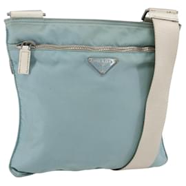 Borsa a Spalla PRADA in Nylon Azzurro Chiaro Argento Autentica 153313