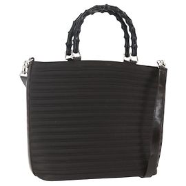 Bolso de mano GUCCI Bamboo Canvas 2way Negro Plata 000 1998 0588 Auth bs31433