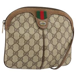 GUCCI GG Supreme Web Sherry Line Bag PVC Beige Gold 904 02 047 Auth 155650