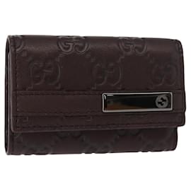 GUCCI Guccissima GG Canvas Key Case Leather Dark Brown 237509 Auth am9408V