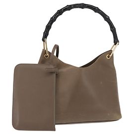 Borsa a mano in pelle Gucci Bamboo marrone oro 001 2058 1883 0 Auth ep11407