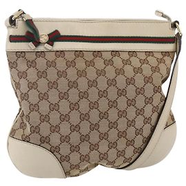 Borsa Pretty Sherry Line in tela GG Gucci beige e oro 257065 Auth 151008
