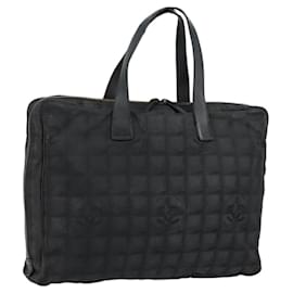 CHANEL Nuova Linea da Viaggio Briefcase Nylon Nero Argento CC Auth bs30394