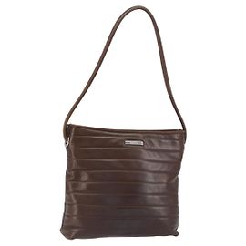 Gucci Borsa a Spalla in Pelle Marrone Argento Auth 151611