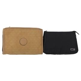 Borsa clutch in tela Zucca FENDI PVC 2 pezzi Beige Nero Auth bs31055