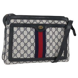 Borsa a Spalla GUCCI GG Supreme Sherry Line PVC Rosso Blu 41 02 013 Auth am9899
