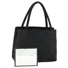 Autre Marque SAC À MAIN INTRECCIATO BOTTEGA VENETA Satin Noir Or Auth ki6189