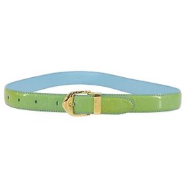 LOUIS VUITTON Cinturón Clásico Monogram Vernis Azul Bebé LV Auth ti3493