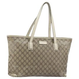 GUCCI GG Supreme Tote Bag aus PVC Beige 211137 Auth 156914