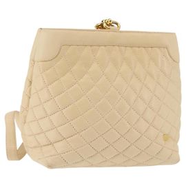 BALLY Borsa a Spalla in Pelle Beige Oro Auth 143330