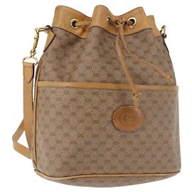 Gucci Bolso de Hombro Micro GG Supreme PVC Beige Dorado 001 904 0791 Auth BA6122