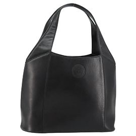 Borsa a mano Gianni Versace in pelle nera e oro Auth BA6268