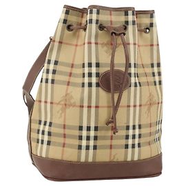 Autre Marque Bolso de Hombro Burberrys Nova Check PVC Beige Oro Auth bs29124