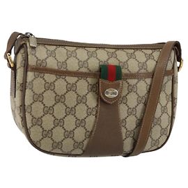 Borsa a Spalla Gucci GG Supreme Web Sherry Line Beige Oro 89 02 032 Auth bs29622