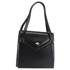 BALLY Schultertasche aus Leder Schwarz Gold Auth 143333