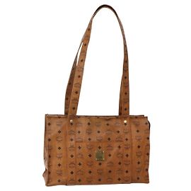 Borsa a Spalla MCM Logogram Vicetos in Pelle PVC Marrone Oro Auth am9099