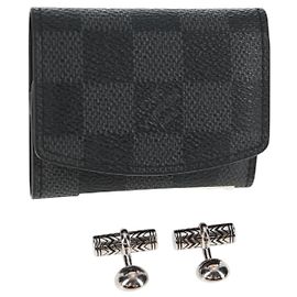 LOUIS VUITTON Damier Graphite Cuff Case Cufflinks M66948 LV Auth 143486V