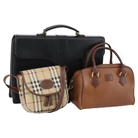 Autre Marque Borsa a Spalla Burberrys Nova Check in Pelle 3 Set Beige Marrone Nero Auth BA5851