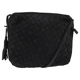 BORSO A SPALLA INTRECCIATO BOTTEGA VENETA Pelle Nera Oro Auth 143195 - Autre Marque