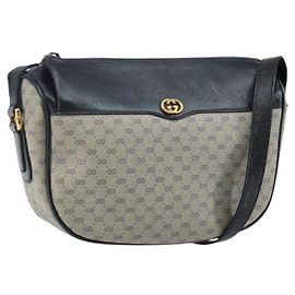Gucci Bolsa de Ombro Micro GG Supreme PVC Navy Gold 001 115 0918 Auth 143245