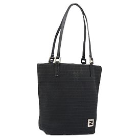 Fendi Borsa a mano in tela Zucchino nera Auth ep10842