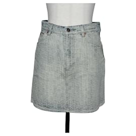 FALDA de Denim GG Jacquard GUCCI Azul Claro 678789 Auth 144315