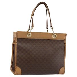 Céline Borsa a mano in tela Macadam CELINE marrone oro Auth ti3457