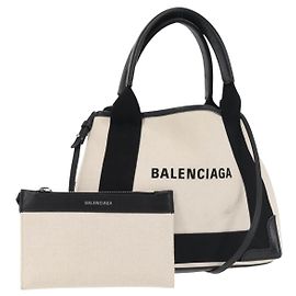 Borsa Cabas XS BALENCIAGA in tela e pelle blu navy, bianco, nero e argento 390346 Auth gh775