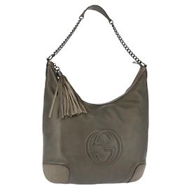 Borsa a spalla in pelle Gucci Soho Chain grigia 326706 Auth 146271
