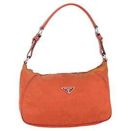 Borsa a Spalla PRADA Nylon Arancione Auth 146486