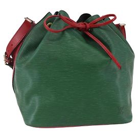 LOUIS VUITTON Borsa a Spalla Petit Noé Epi Per colore Verde Rosso M44147 Auth 147351