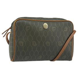 Borsa a spalla in tela a nido d'ape PVC oro khaki Auth BA7993 Christian Dior
