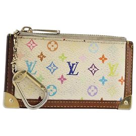 LOUIS VUITTON Pochette Cles Monograma Multicolor Bolsa Blanca M92655 Auth 153418