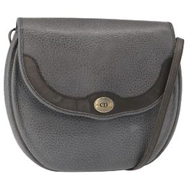 Borsa a Spalla Christian Dior in Pelle Grigia Dorata Auth ka078