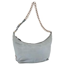 PRADA Borsa a Spalla con Catena Nylon Azzurro Chiaro Oro Auth SW1832