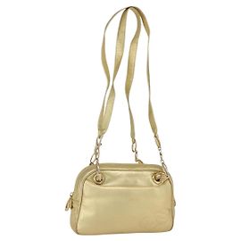 LOEWE Borsa a Spalla Anagram Pelle Oro Auth 153984