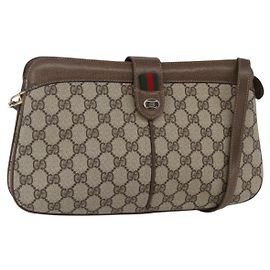 Borsa Gucci GG Supreme Web Sherry Line in PVC beige, oro e rosso 904 02 043 Auth BA7799