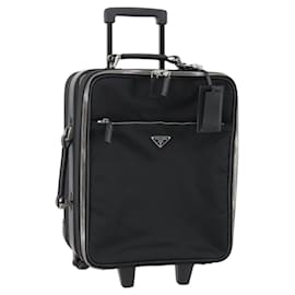 Valigia PRADA in pelle Safiano Nera Argento Auth mr1541 - Prada