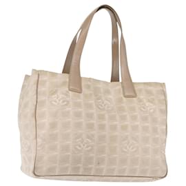 CHANEL Nuova Borsa Tote da Viaggio Nylon Beige Oro CC Auth bs30087