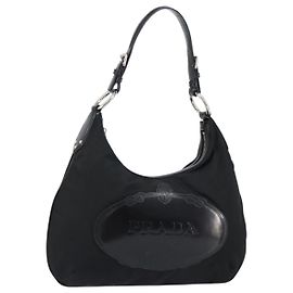Borsa a Spalla PRADA Nylon Nero Argento Autentica 156018