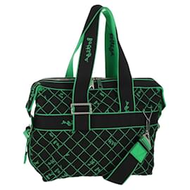 Autre Marque BOTTEGA VENETA Borsa a Mano in Tela 2 in 1 Verde Nero Argento Auth mr1618M