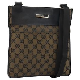 Borsa a spalla in tela GG Gucci marrone 019 0348 Auth ep11399