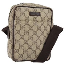 Borsa a Spalla GG Supreme in PVC Beige e Argento di GUCCI 122754 Auth yk19762