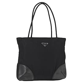 Borsa Tote PRADA in nylon e pelle nera argento autentica ka211