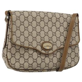 Borsa a Spalla in Tela GG PLUS Gucci in Pelle PVC Beige Auth th6415
