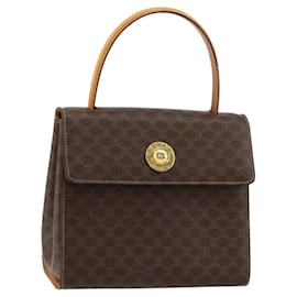Céline Borsa a mano in tela Macadam CELINE in pelle PVC marrone oro Auth ar13796