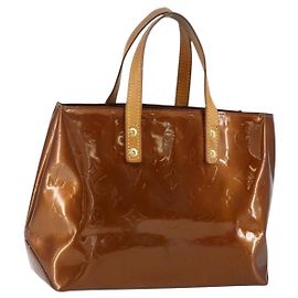 LOUIS VUITTON Bolso de Mano Monogram Vernis Reade PM Bronce M91146 LV Auth BA7913