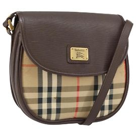Autre Marque Borsa a Spalla Burberrys Nova Check in Tela Beige Oro Auth 153922
