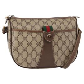 Borsa Sherry Line GG Supreme Web di GUCCI in PVC Beige e Oro 001 123 6177 4023 Auth ka184